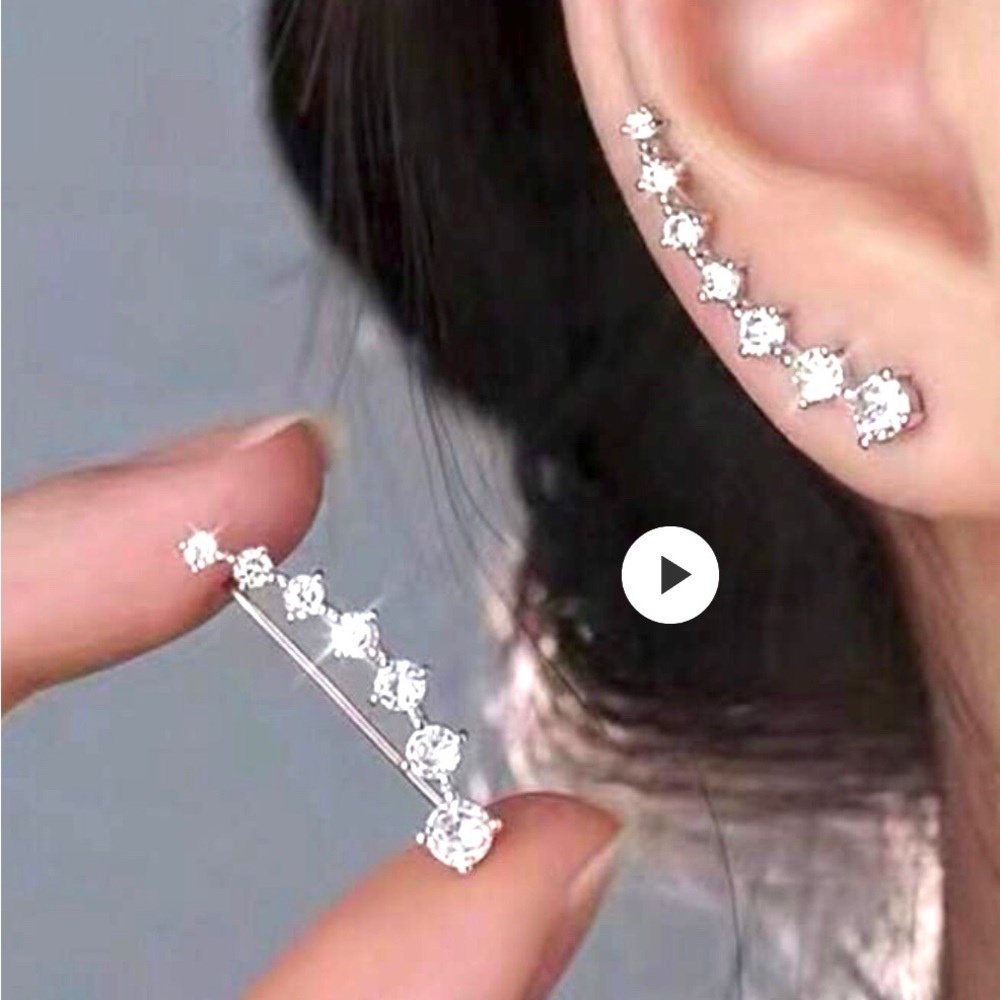 Elegant Silver Crystal Ear Cuff. New